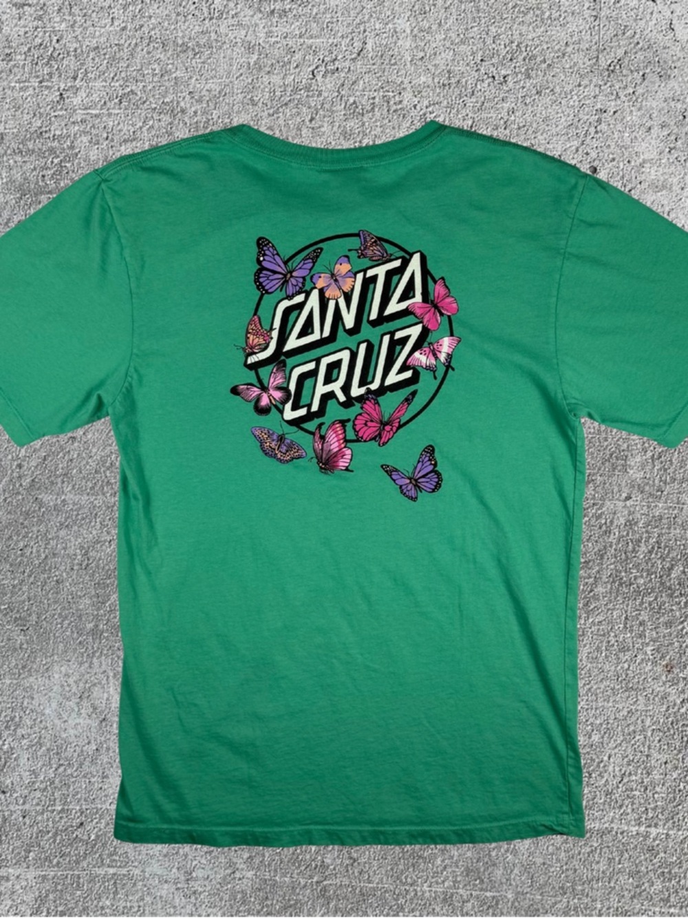 Santa Cruz Green Butterfly Logo Tee Size Medium